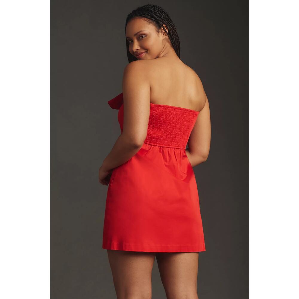 ANTHROPOLOGIE HUTCH sz 2X 3D Rosette strapless mini dress in red - Picture 4 of 4